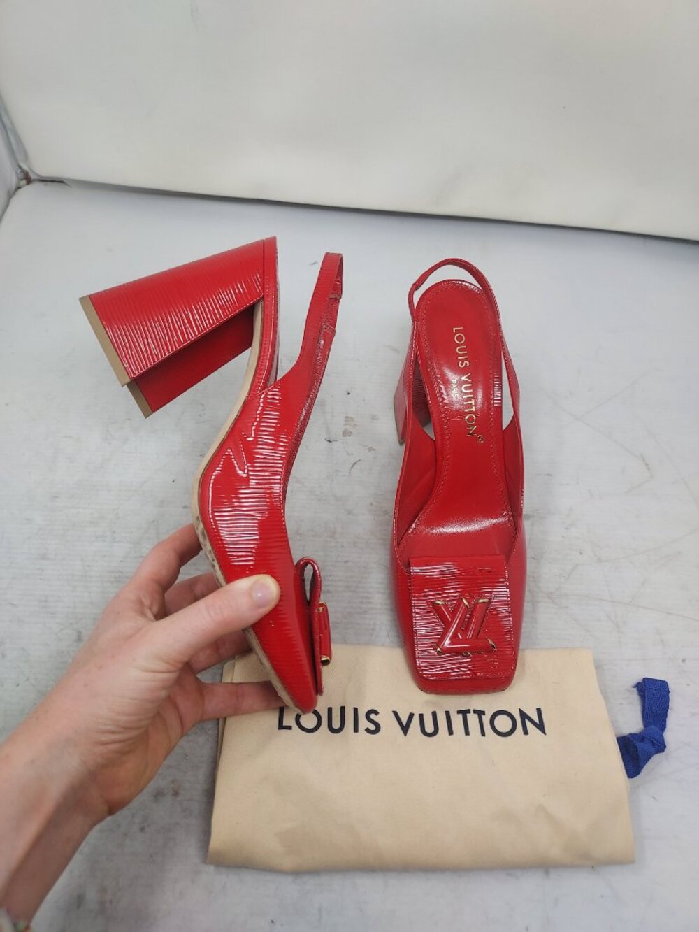 Louis Vuitton LV Logo Red Shake Slingback Pump
